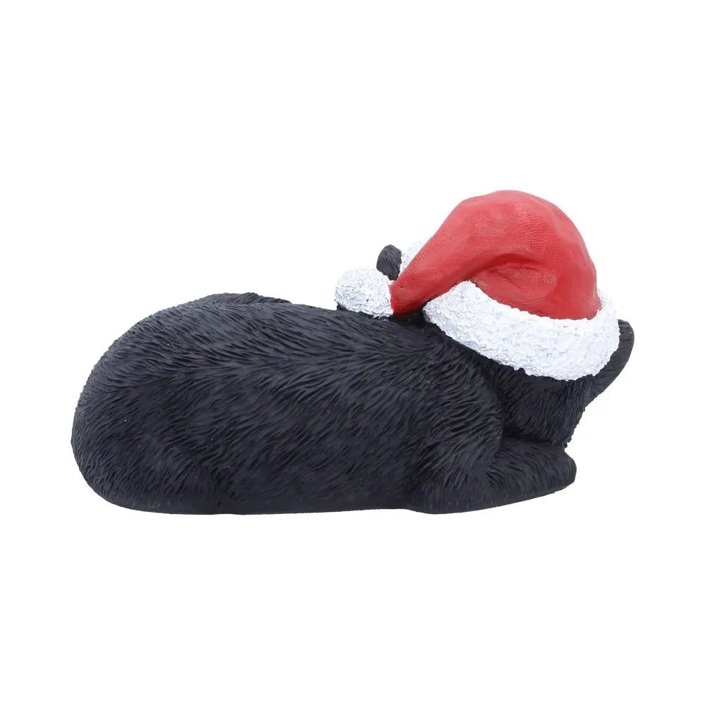 BLACK CAT SLEEPING WITH SANTA HAT FIGURE NEMESIS NOW