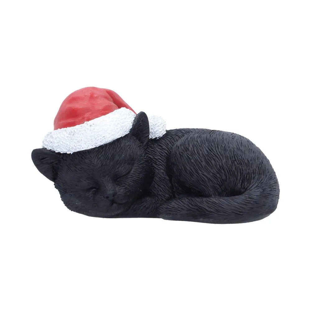 BLACK CAT SLEEPING WITH SANTA HAT FIGURE NEMESIS NOW