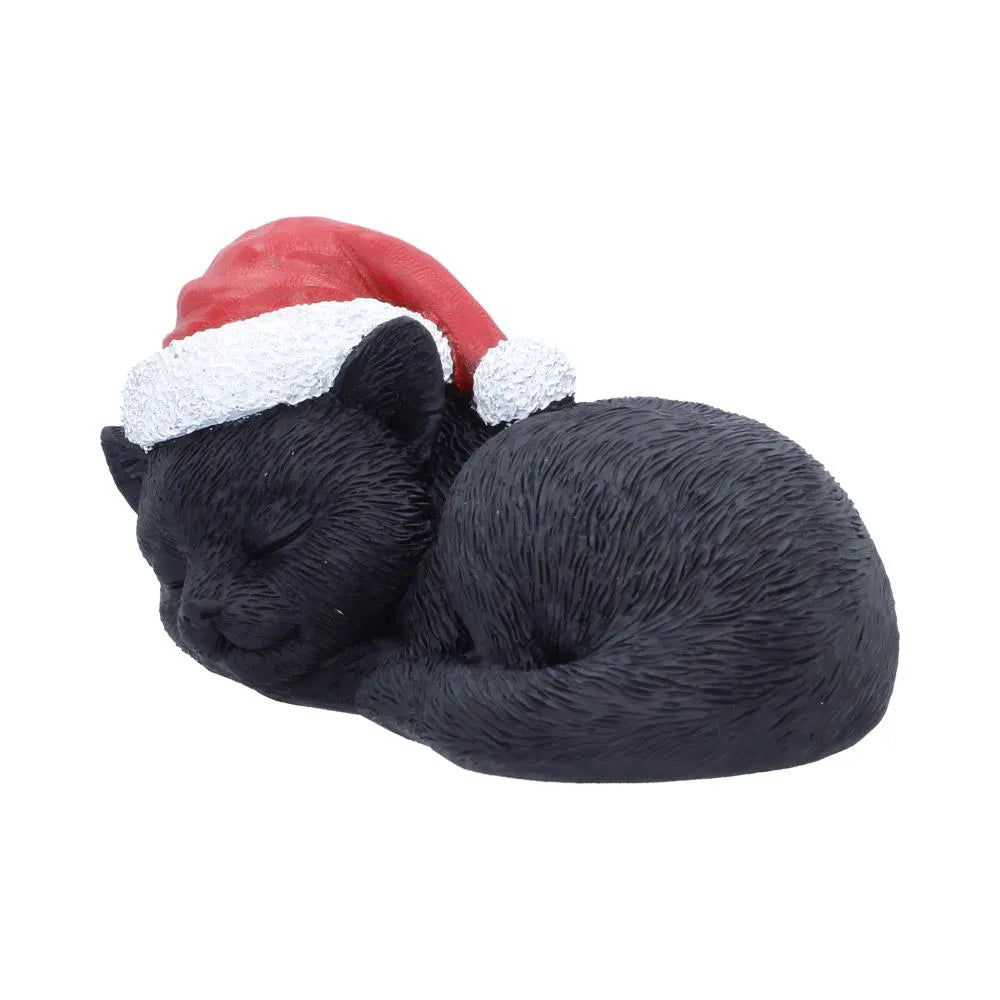 BLACK CAT SLEEPING WITH SANTA HAT FIGURE NEMESIS NOW