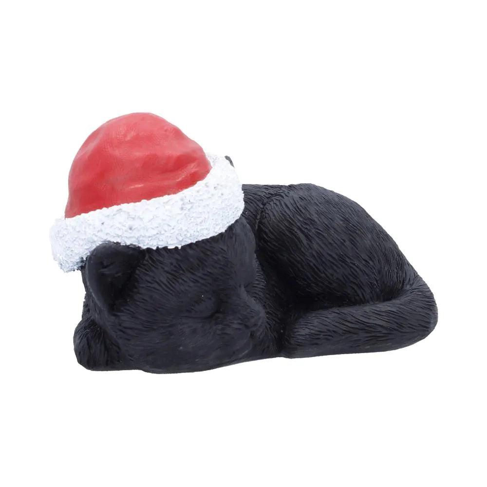 BLACK CAT SLEEPING WITH SANTA HAT FIGURE NEMESIS NOW