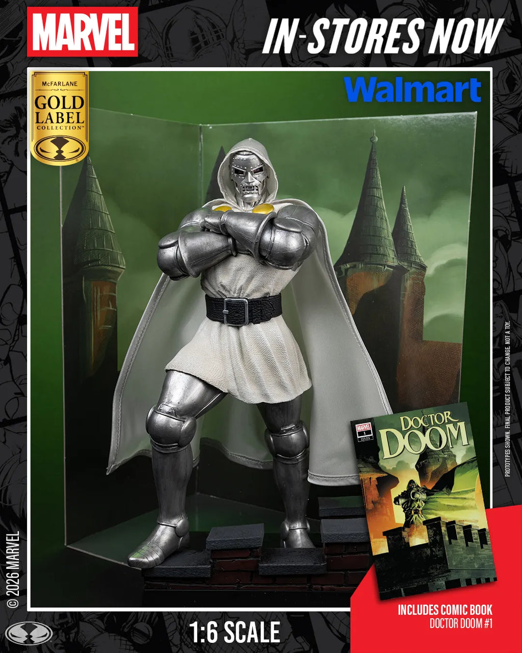 MARVEL COLLECTION 1:6 WV8 DOCTOR DOOM #1 FUTURE FOUNDATION GOLD LABEL FIGURE McFARLANE TOYS 25