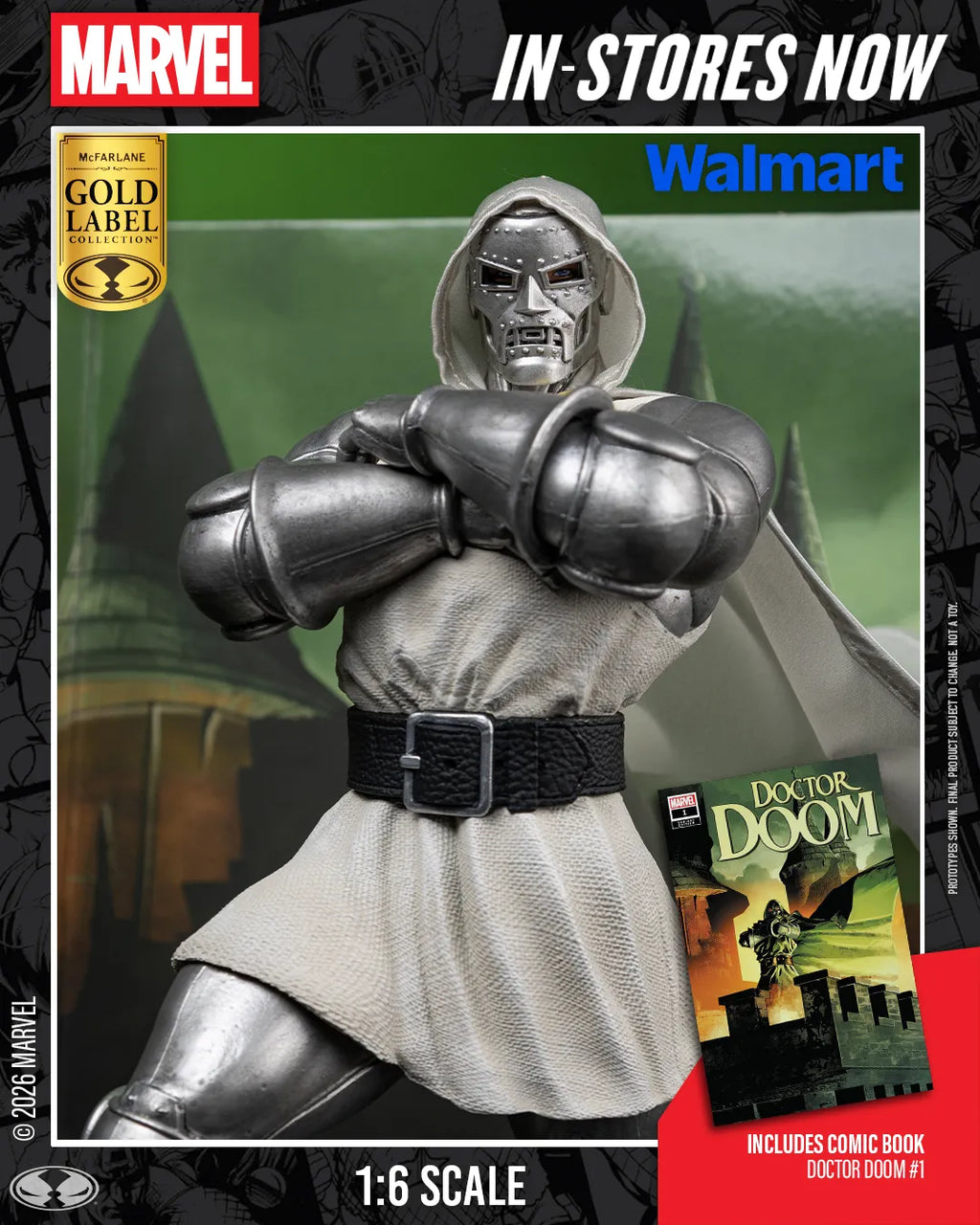 MARVEL COLLECTION 1:6 WV8 DOCTOR DOOM #1 FUTURE FOUNDATION GOLD LABEL FIGURE McFARLANE TOYS 25