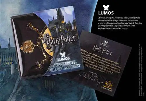 HP LUMOS HUFFLEPUFF CHARM BRACELET 7714 NOBLE COLLECTIONS