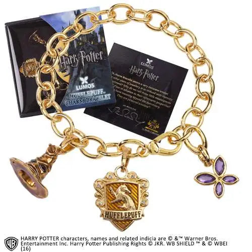 HP LUMOS HUFFLEPUFF CHARM BRACELET 7714 NOBLE COLLECTIONS