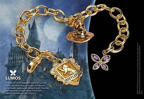 HP LUMOS HUFFLEPUFF CHARM BRACELET 7714 NOBLE COLLECTIONS