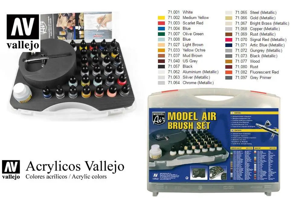 MODEL AIR 71172 COLOR SET AND AIRBRUSH VALLEJO