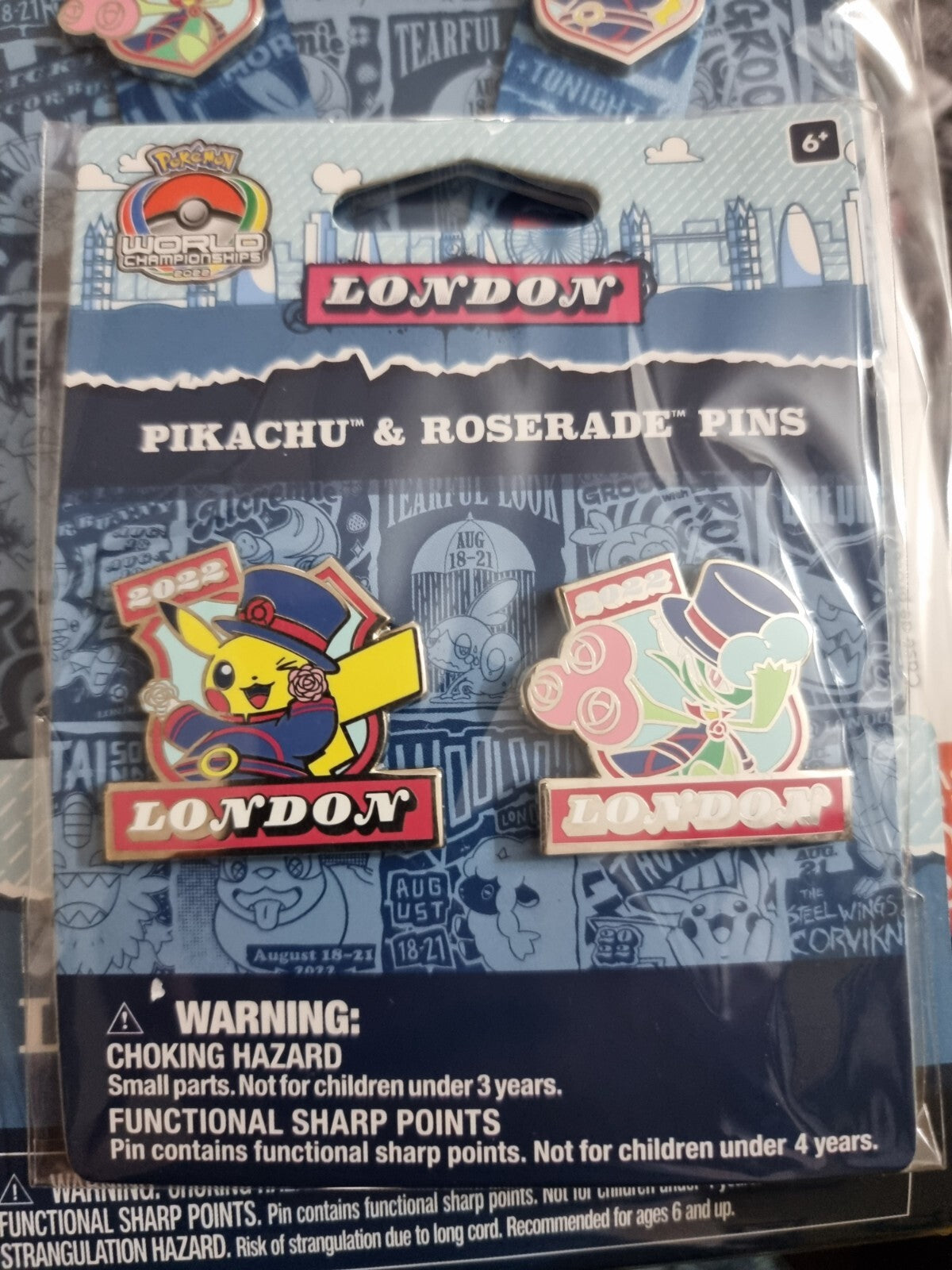 Pokemon Worlds Championships 2022 Center London Pin Set Pikachu Roserade