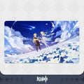 Genshin Impact Twin Stars on Floral Sea Mousepad Traveler - Aether & Lumine