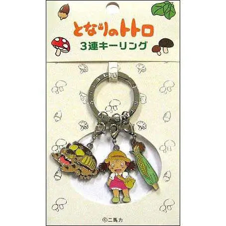 TOTORO MEI-CATBUS-CORN 3 CHARMS KEYRING STUDIO GHIBLI
