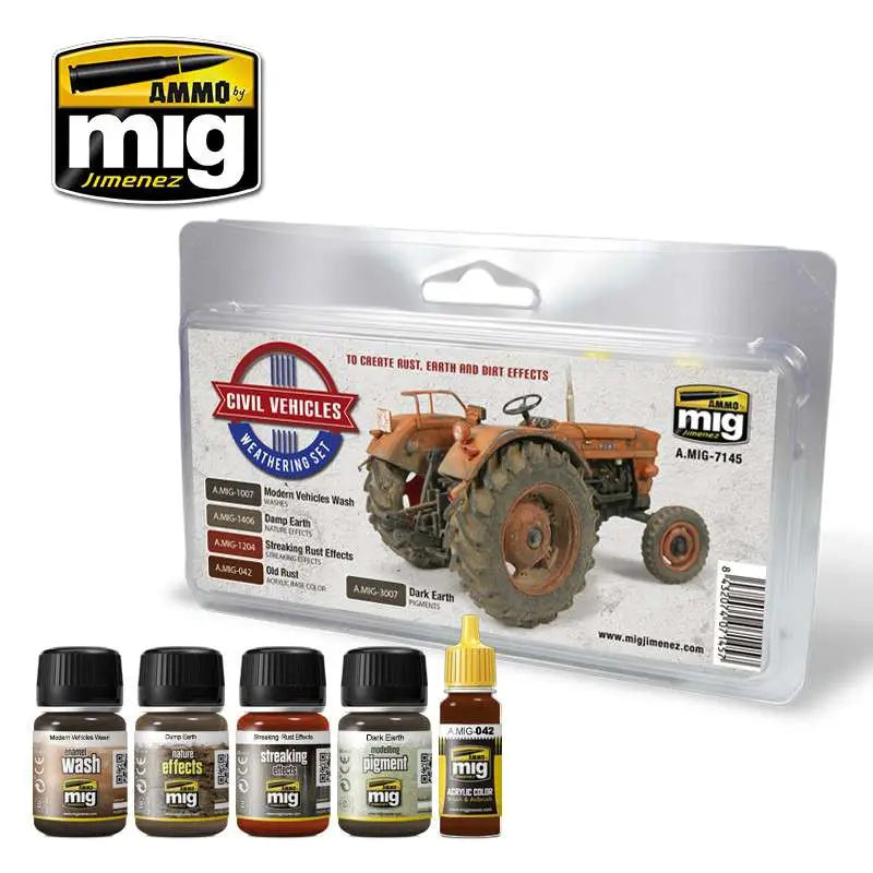 WEATHERING SET FOR CIVIL VHEICLES 7145 AMMO BY MIG JIMENEZ