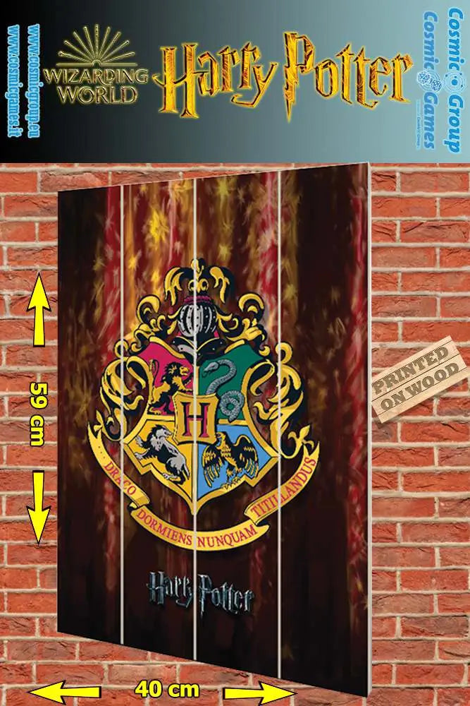 HARRY POTTER HOGWARTS CREST WOOD PRINT PYRAMID INTERNATIONAL