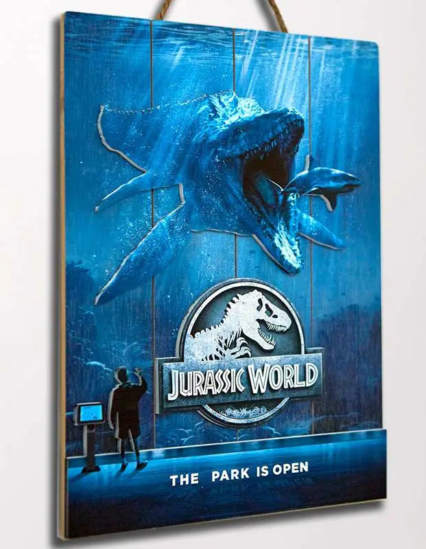 JURASSIC WORLD MOSSA WOODEN POSTER DOCTOR COLLECTOR