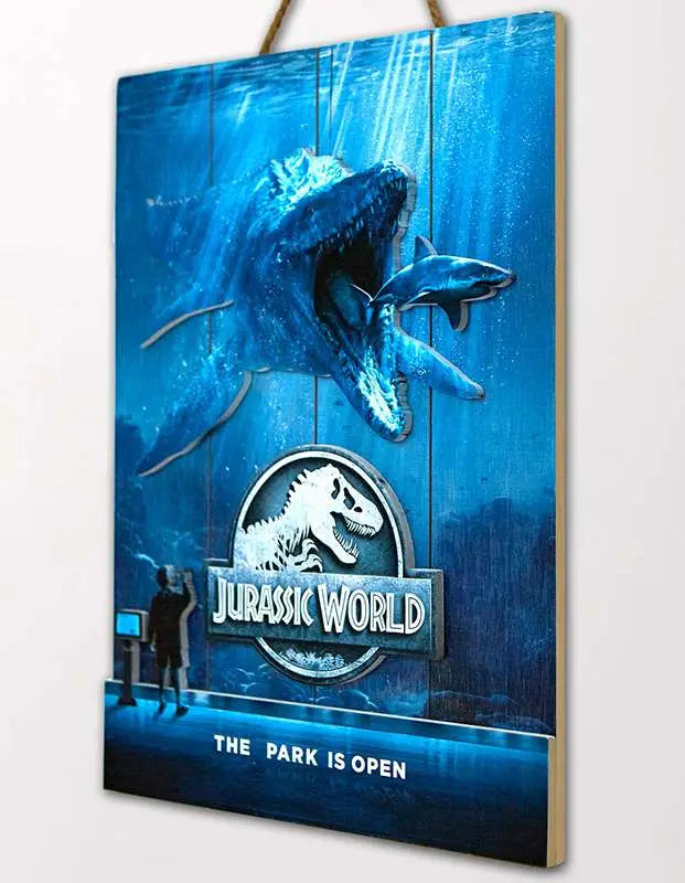 JURASSIC WORLD MOSSA WOODEN POSTER DOCTOR COLLECTOR