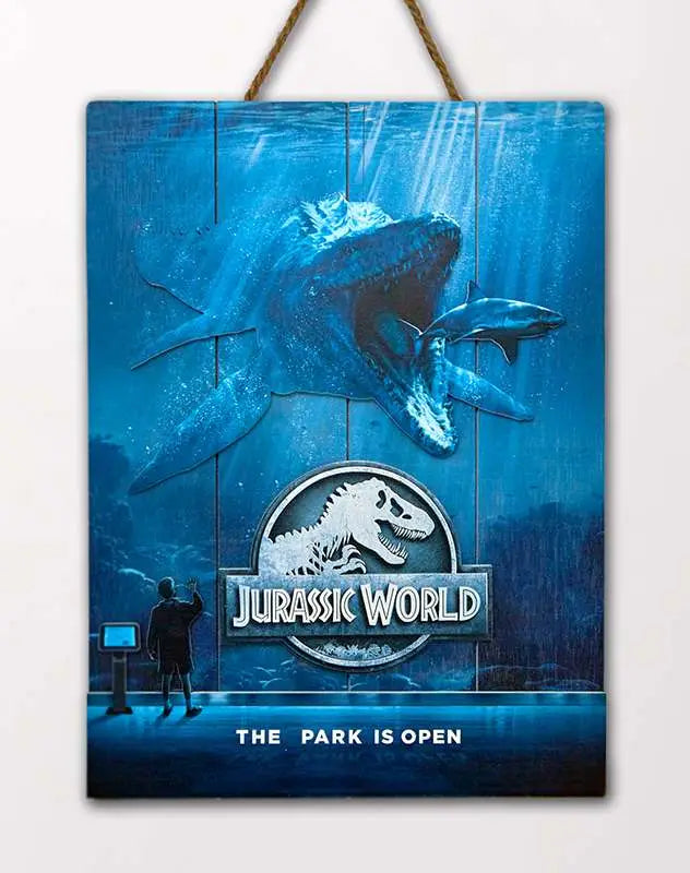 JURASSIC WORLD MOSSA WOODEN POSTER DOCTOR COLLECTOR