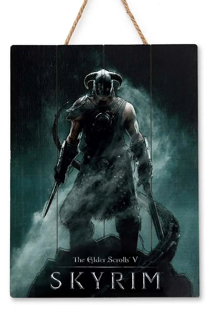 SKYRIM DRAGONBORN WOODEN POSTER DOCTOR COLLECTOR