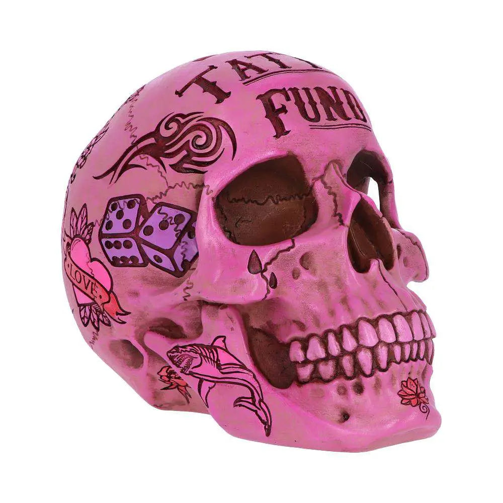 PINK TATTOO SKULL MONEY BOX NEMESIS NOW