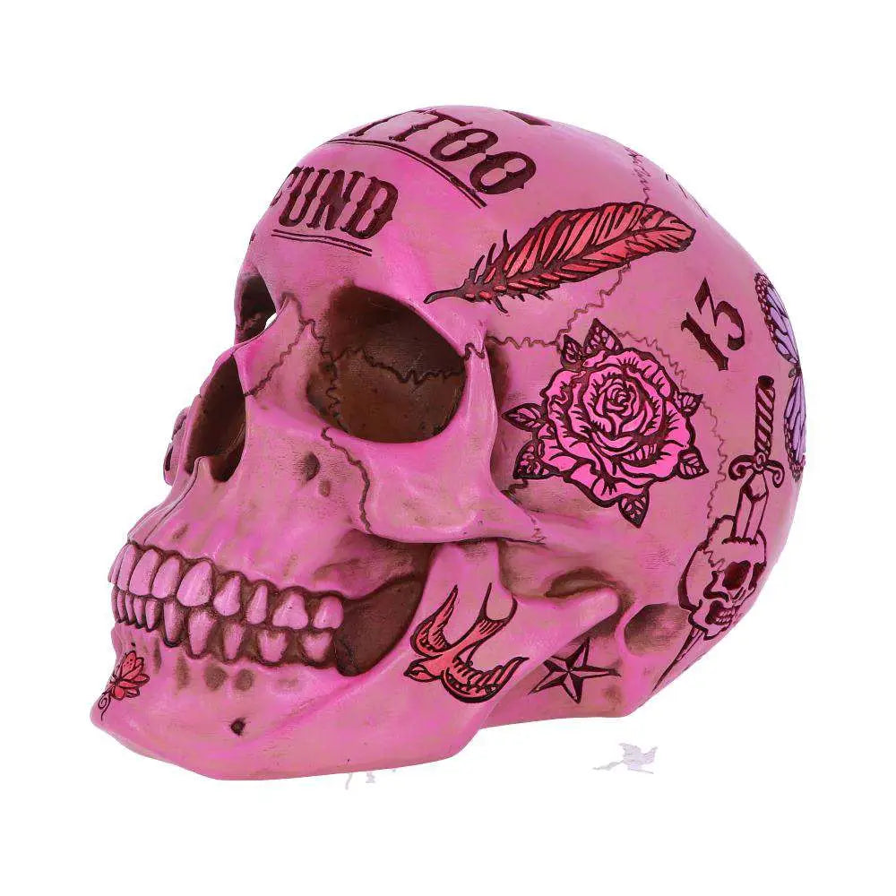 PINK TATTOO SKULL MONEY BOX NEMESIS NOW