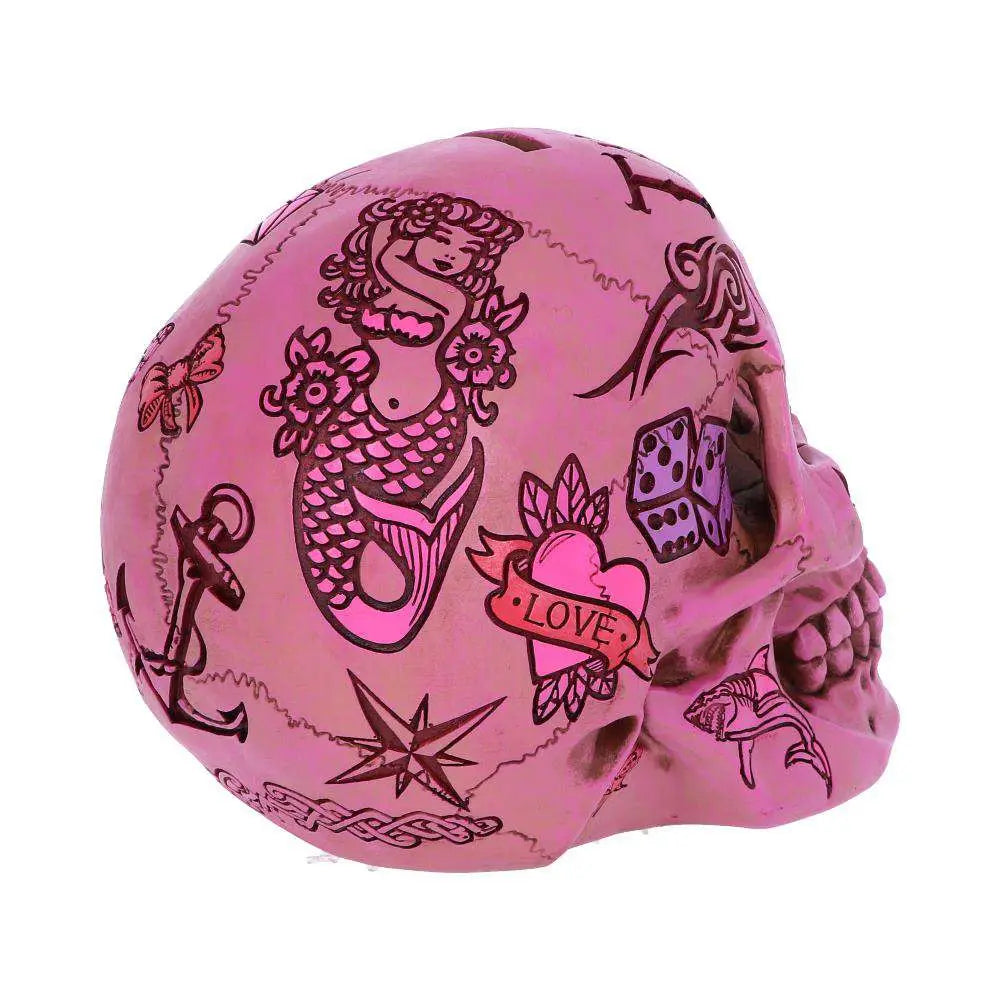 PINK TATTOO SKULL MONEY BOX NEMESIS NOW
