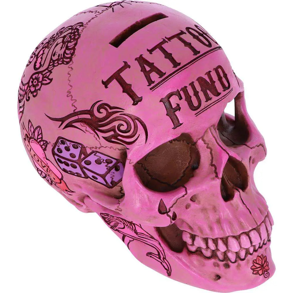 PINK TATTOO SKULL MONEY BOX NEMESIS NOW