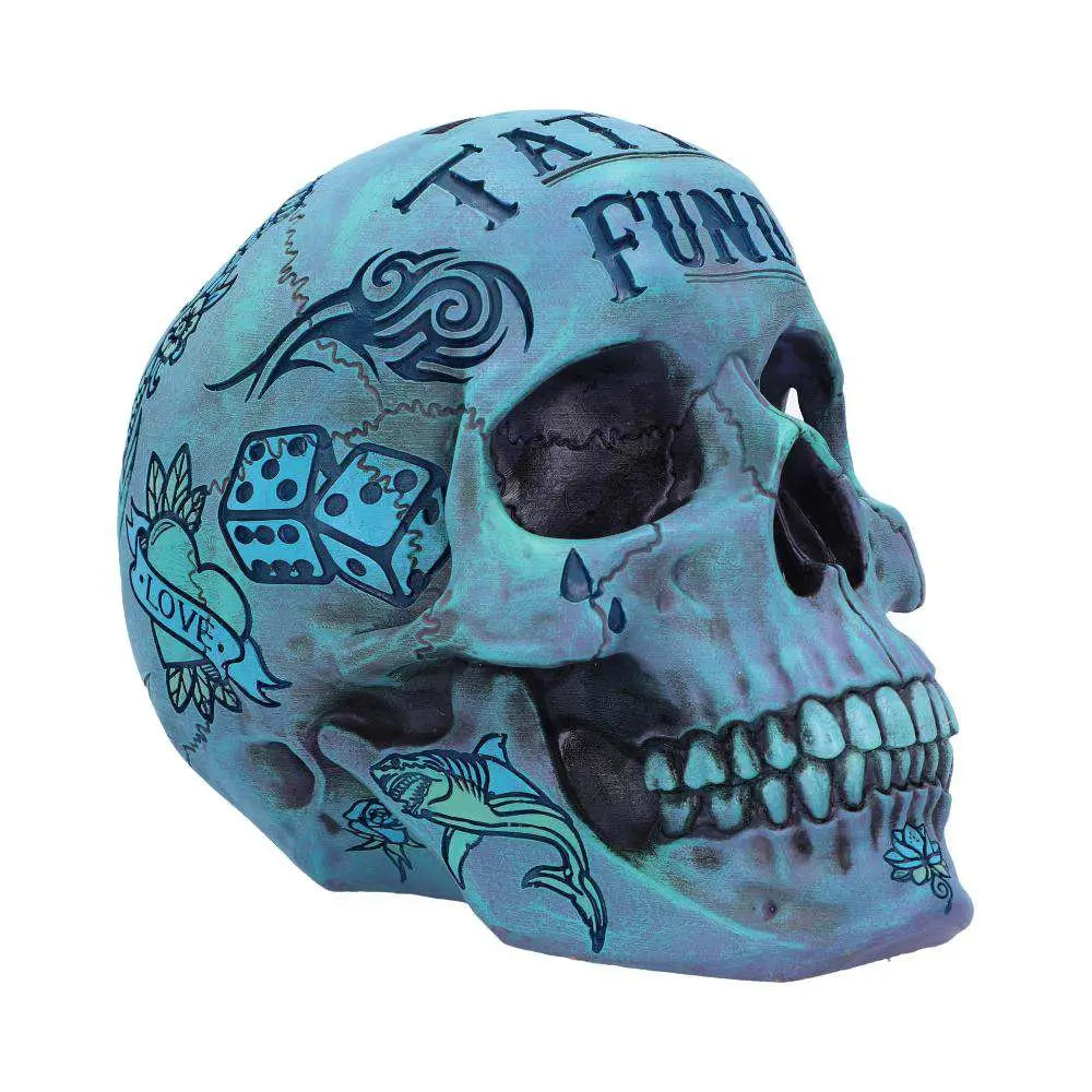 BLUE TATTOO SKULL MONEY BOX NEMESIS NOW
