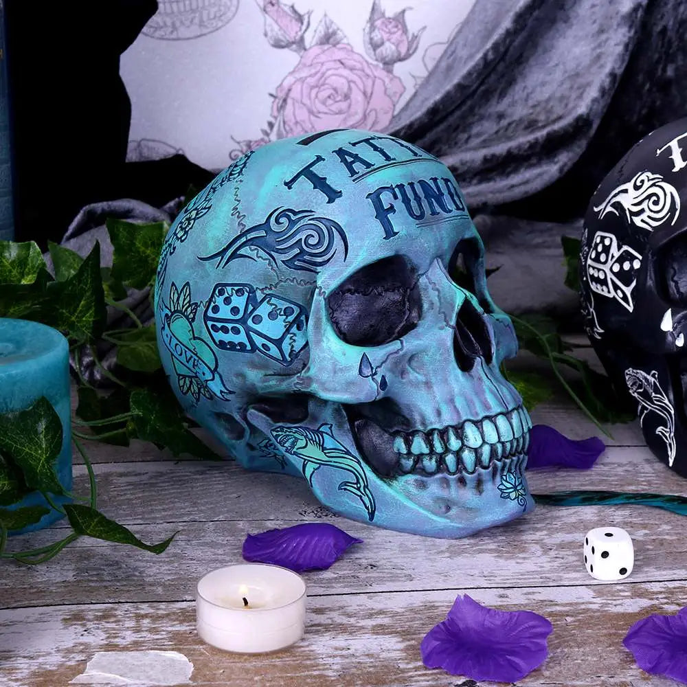 BLUE TATTOO SKULL MONEY BOX NEMESIS NOW