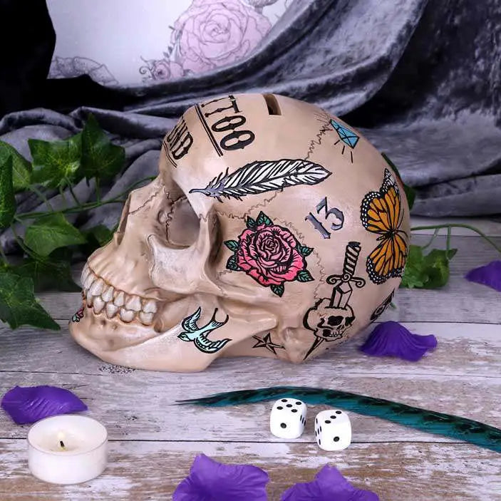 BONE TATTOO SKULL MONEY BOX NEMESIS NOW