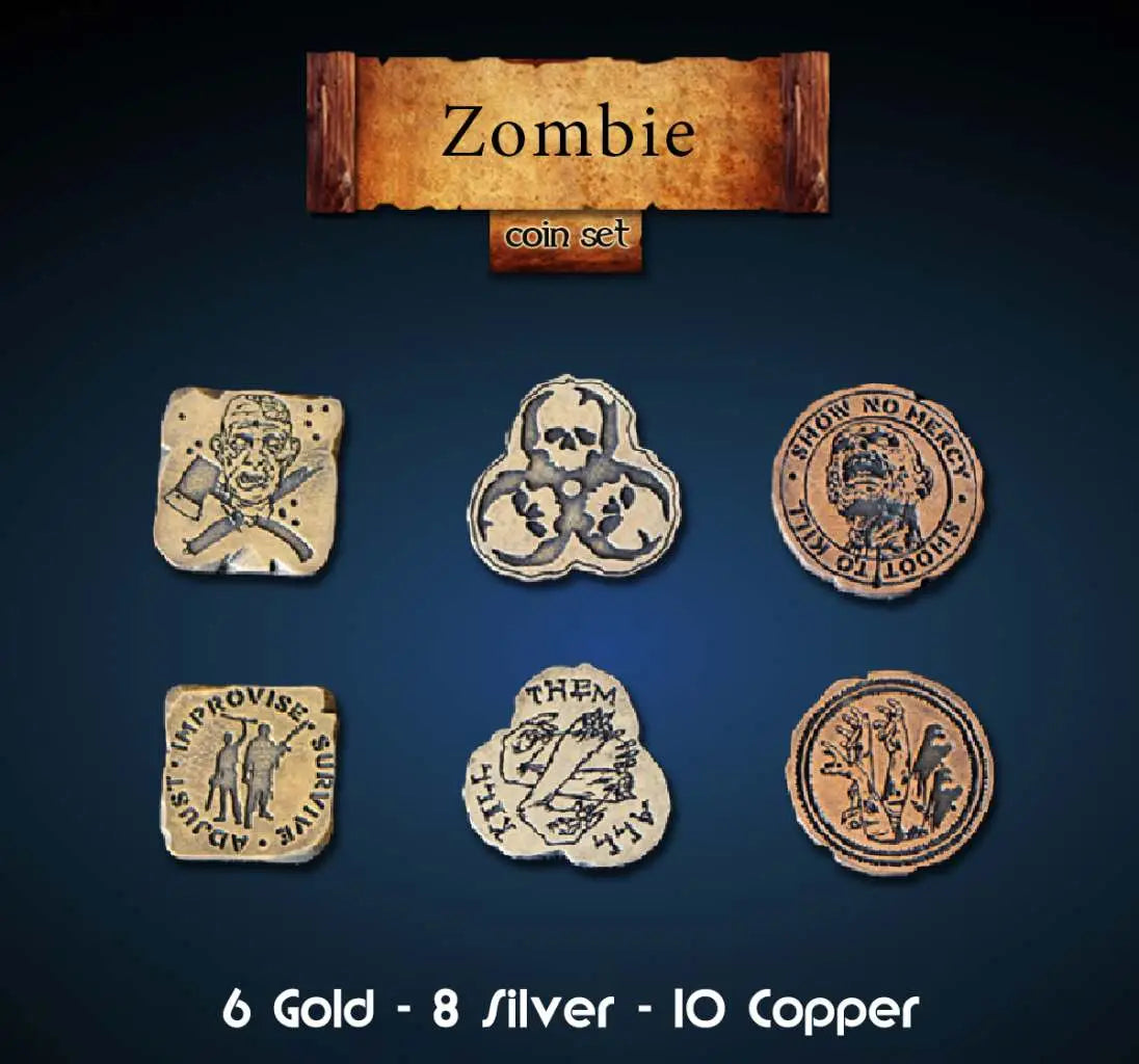 ZOMBIE METAL COINS SET 24 DM VAULT