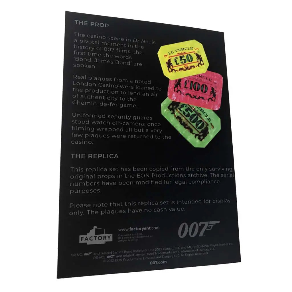 JAMES BOND DR NO CASINO SET LTD ED PROP FACTORY ENT