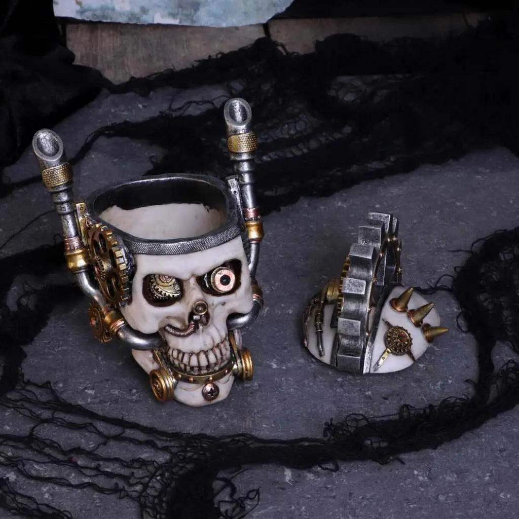 STEAMPUNK MECHANICAL METAL HEAD SKULL NEMESIS NOW