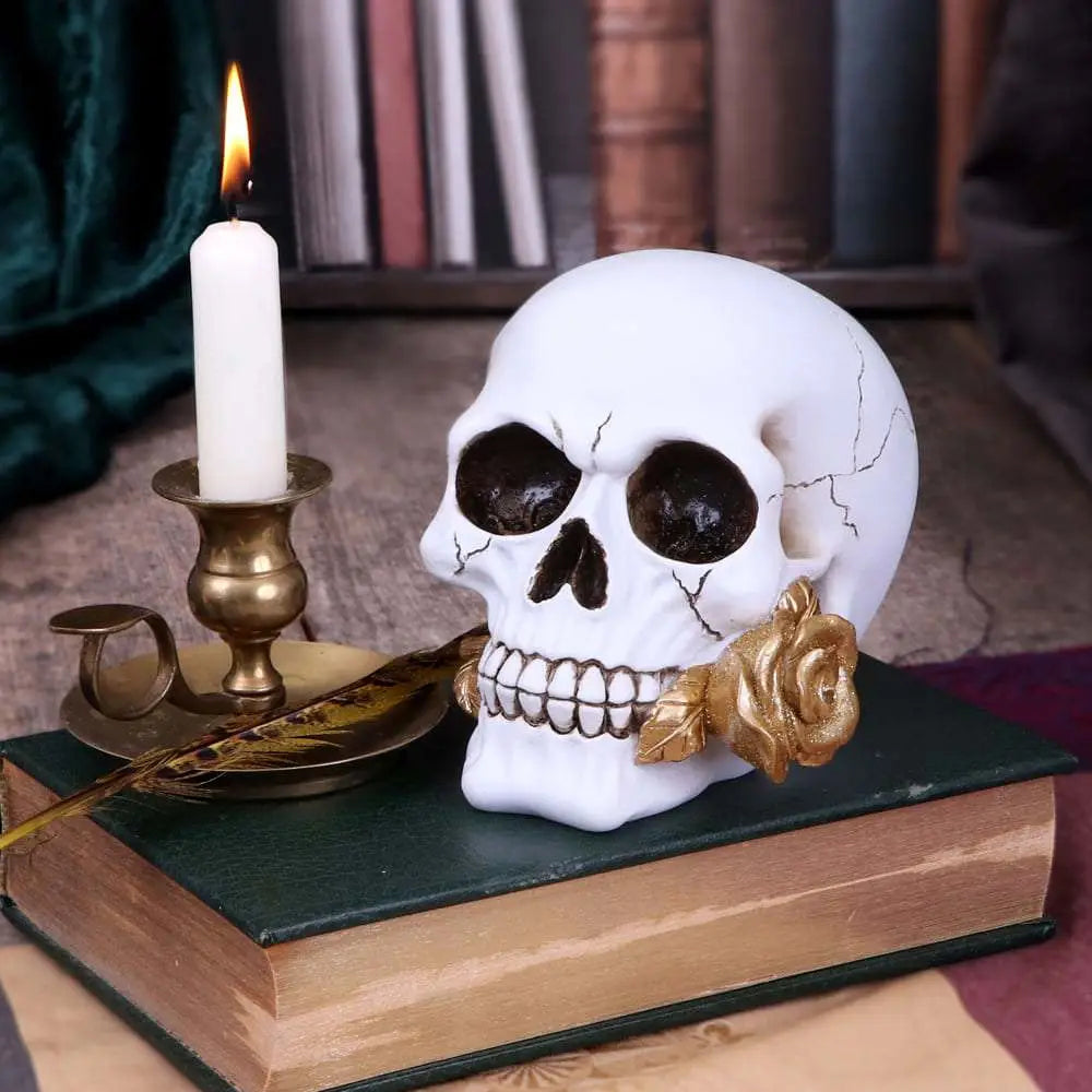 SKULL GOTHIC FLORAL FATE GOLDEN ROSE NEMESIS NOW