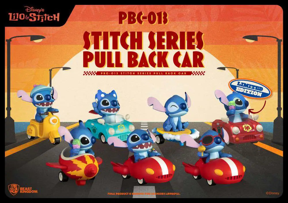 STICH PULL BACK CAR BLIND DISPLAY 6 BEAST KINGDOM