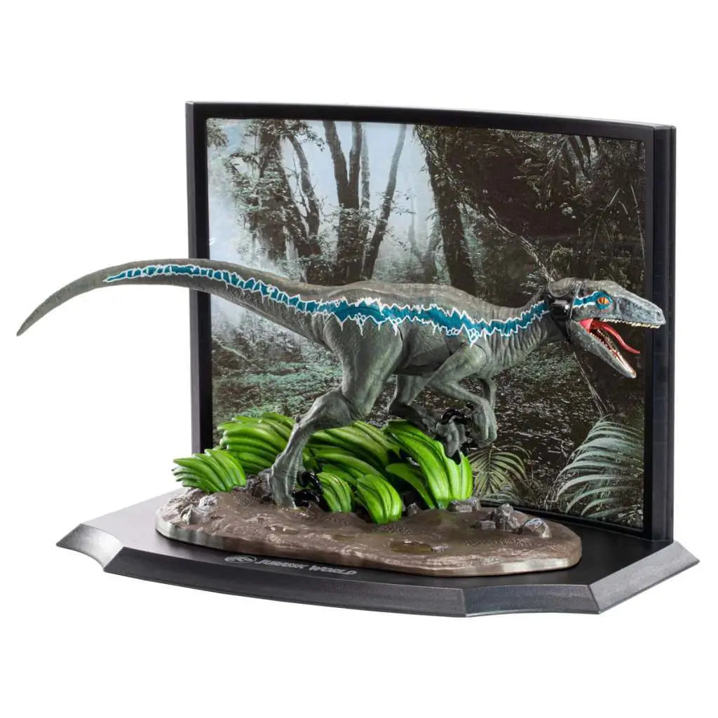 JURASSIC PARK VELOCIRAPTOR BLUE DIORAMA NOBLE COLLECTIONS