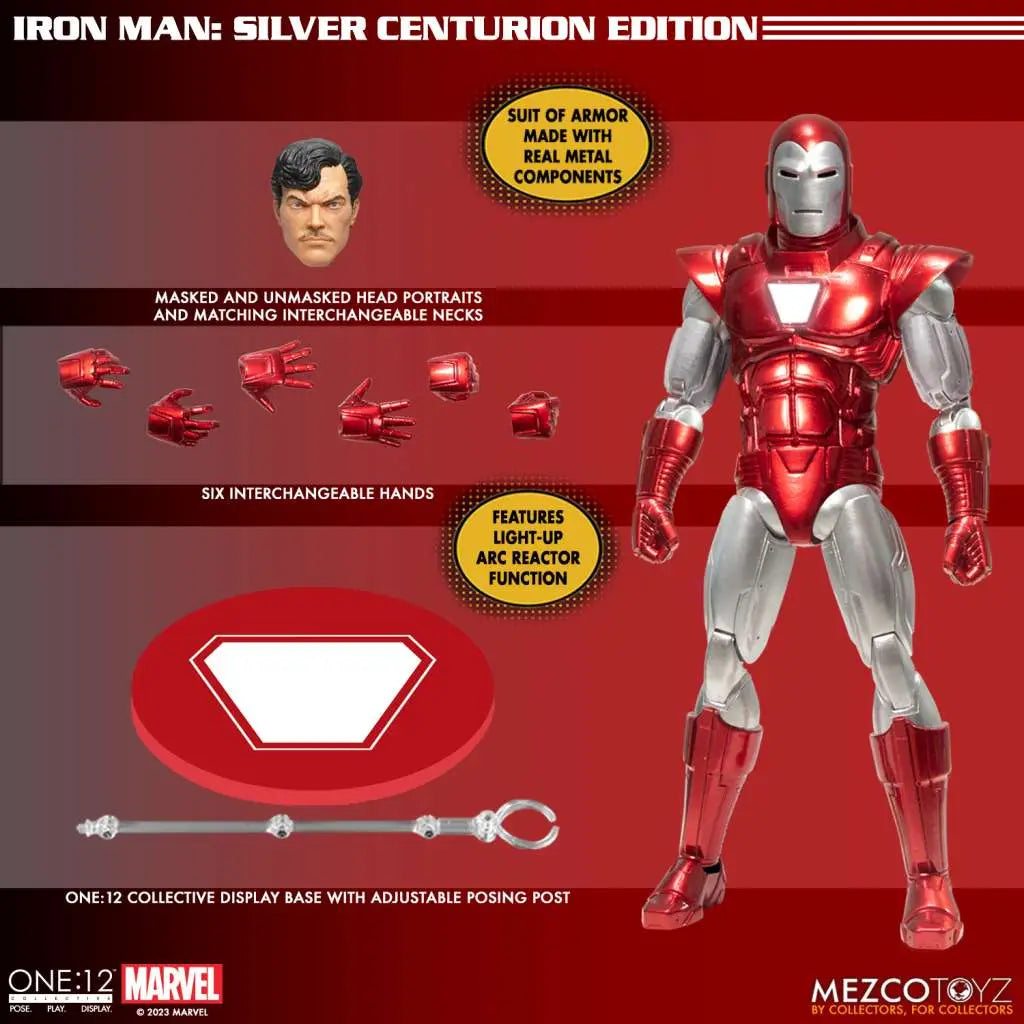 ONE 12 COLL IRON MAN SILVER CENTURION AF MEZCO TOYS