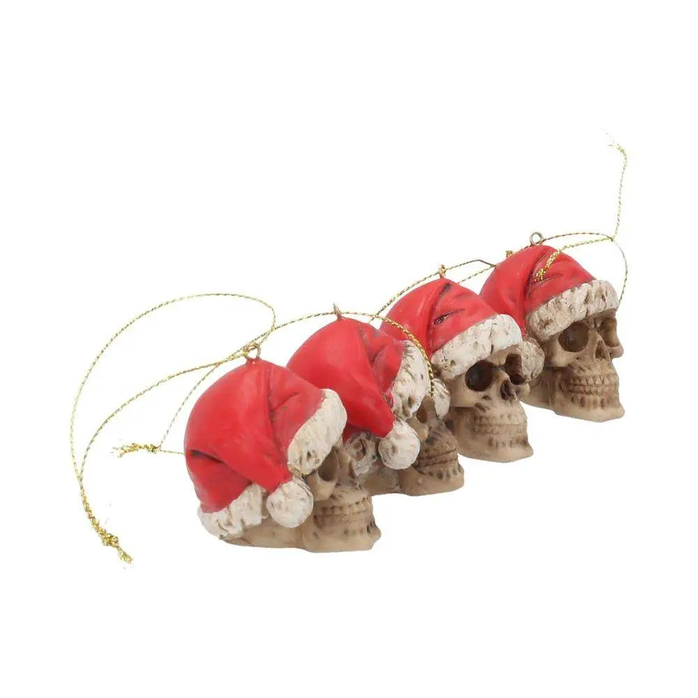 SILENT NIGHT SKULL BAUBLES SET HANGING ORNAMENT NEMESIS NOW