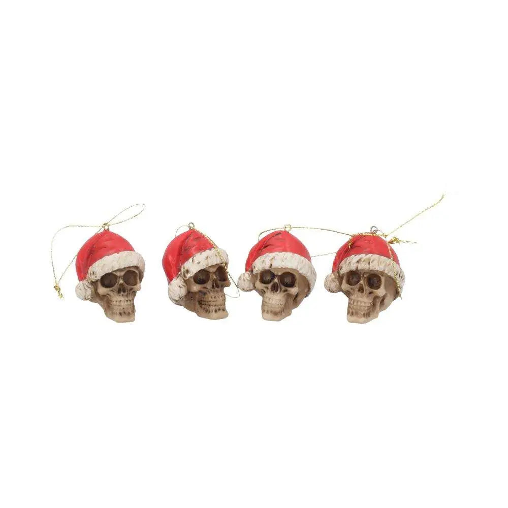 SILENT NIGHT SKULL BAUBLES SET HANGING ORNAMENT NEMESIS NOW