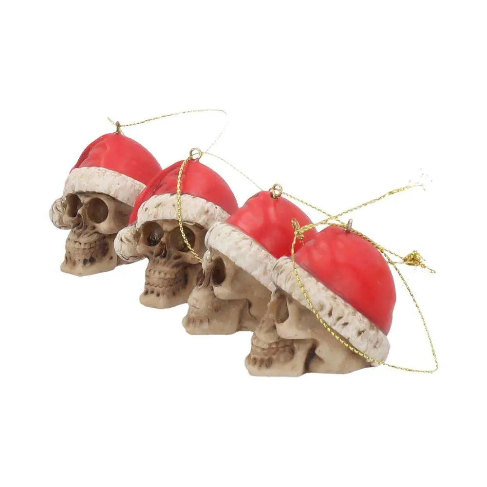 SILENT NIGHT SKULL BAUBLES SET HANGING ORNAMENT NEMESIS NOW