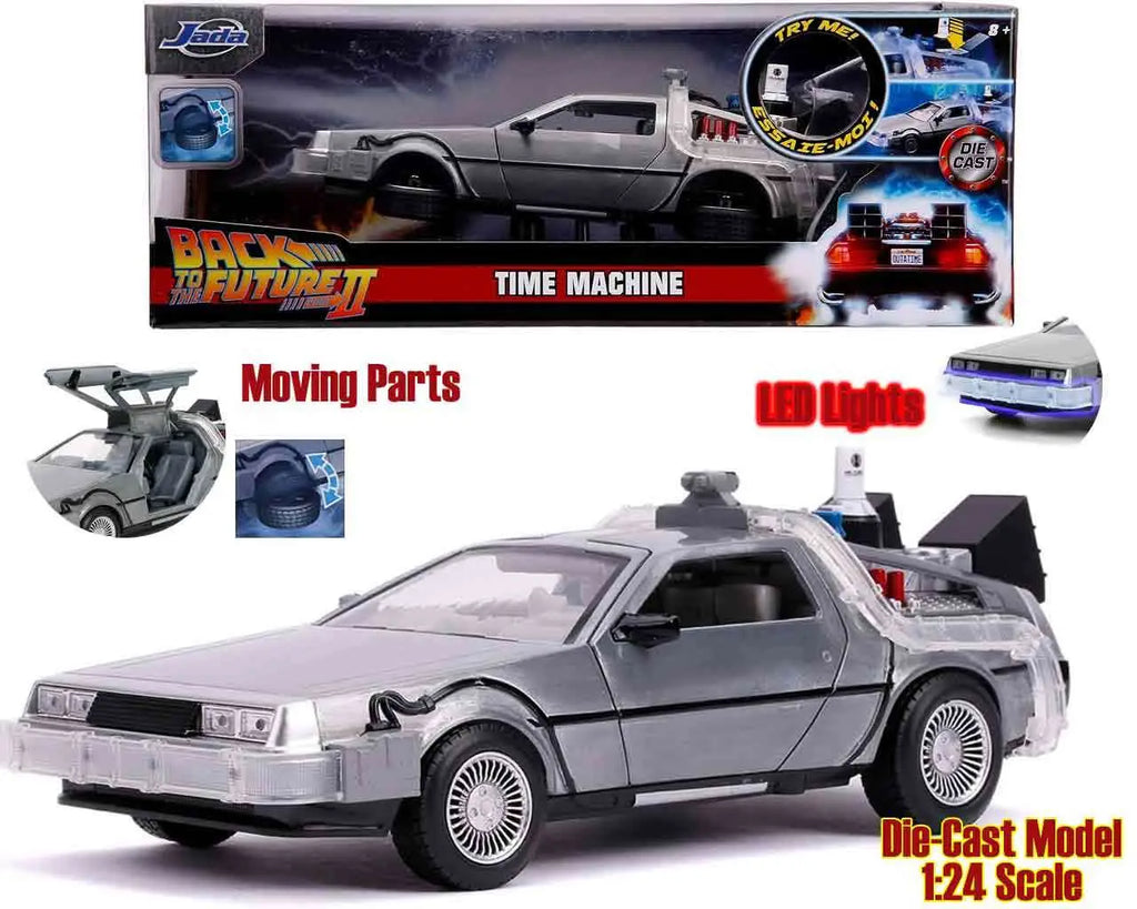 Back To The Future Part 2 1982 De Lorean DMC 12 1 24 Die Cast Model With Lights Jada Toys