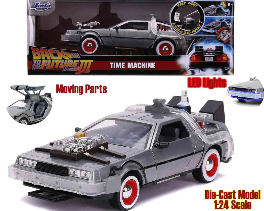 Back To The Future Part 3 1982 De Lorean DMC 12 1 24 Die Cast Model With Lights Jada Toys