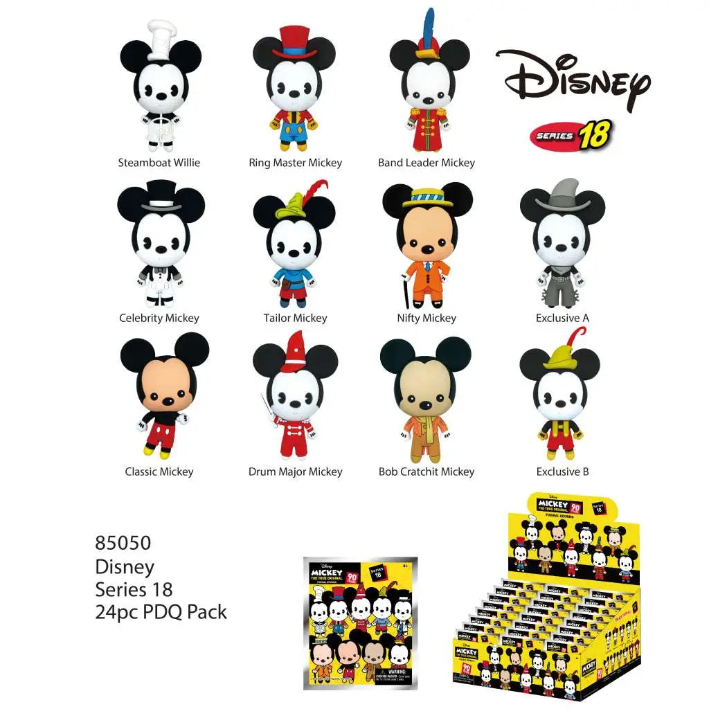 DISNEY MICKEY THROUGH THE YEAR BAG CLIP BLIND BOX DISPLAY 24 MONOGRAM