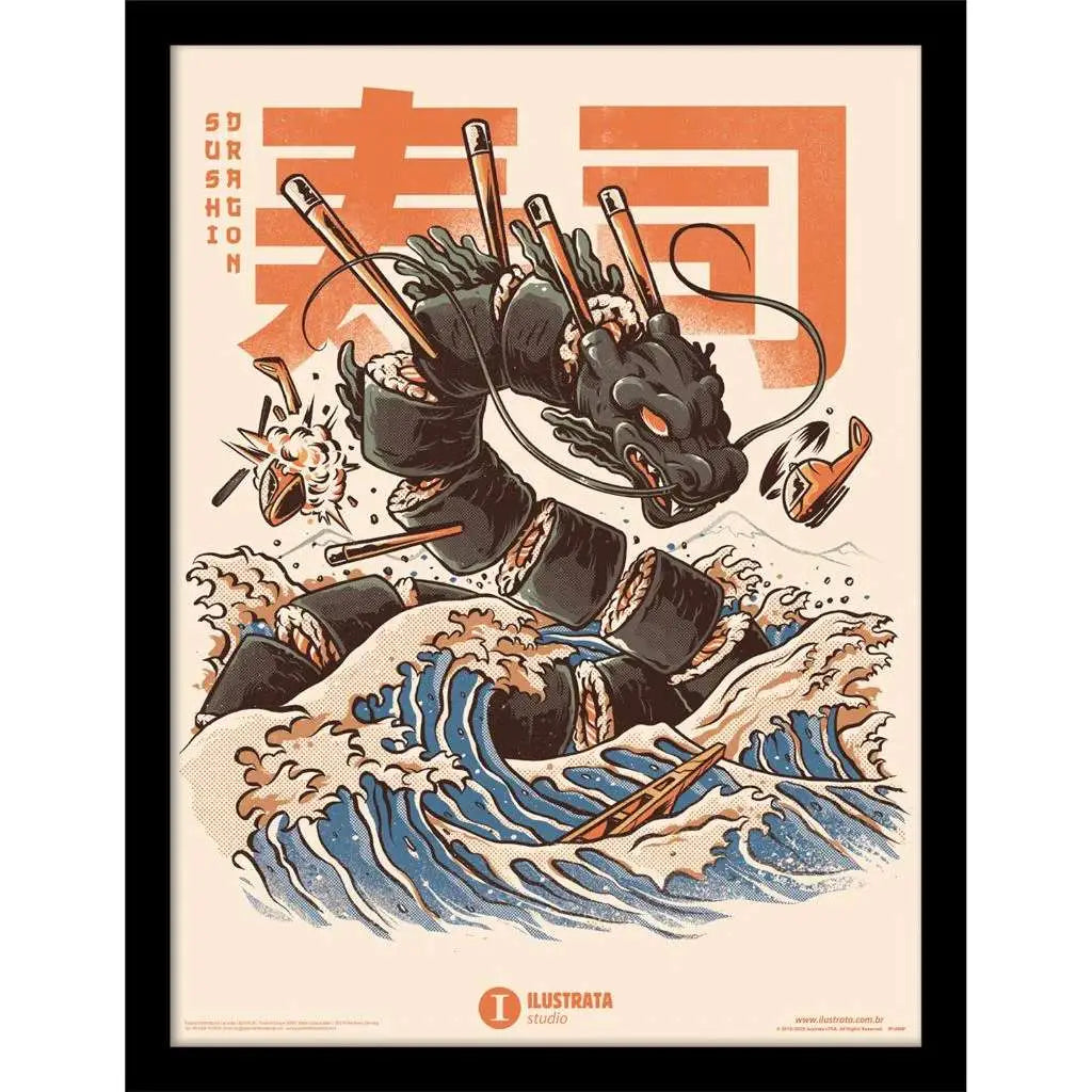 ILUSTRATA SUSHI DRAGON COLLECTOR PRINT FRAMED PYRAMID INTERNATIONAL