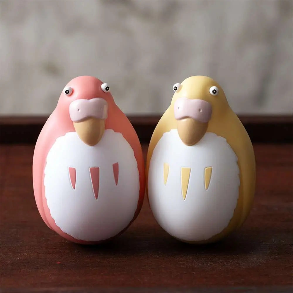 THE BOY AND THE HERON RED & YELLOW PARAKEET TWO PACK ROLY POLY FIGURINES STUDIO GHIBLI
