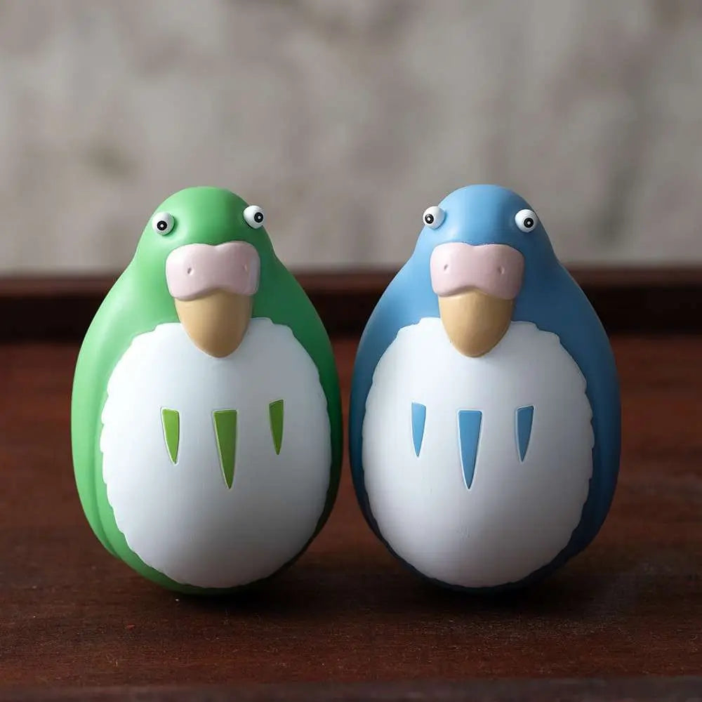 THE BOY AND THE HERON BLUE & GREEN PARAKEET TWO PACK ROLY POLY FIGURINE STUDIO GHIBLI