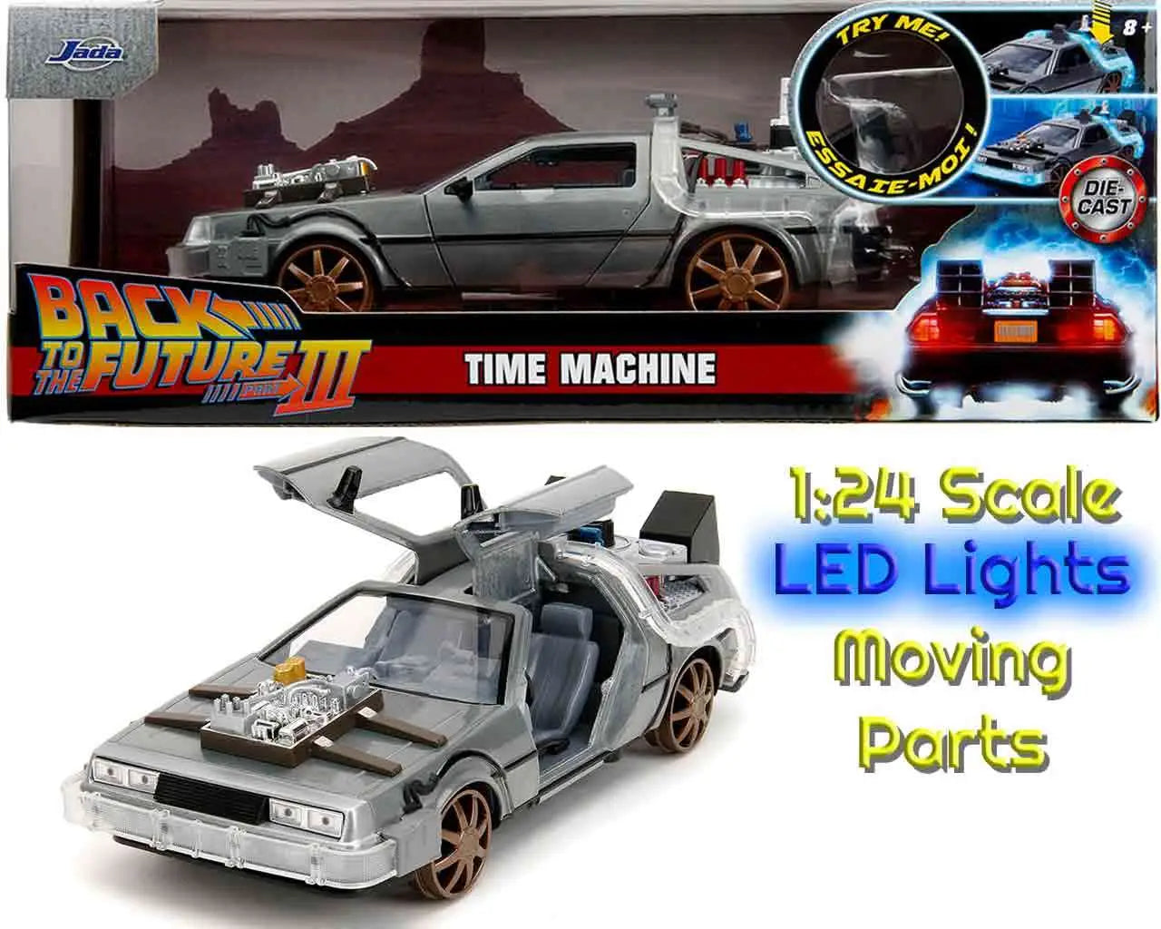 Back To The Future Part 3 1982 De Lorean DMC 12 With Railroad Wheels 1 24 Die Cast Model Limited Edition Jada Toys