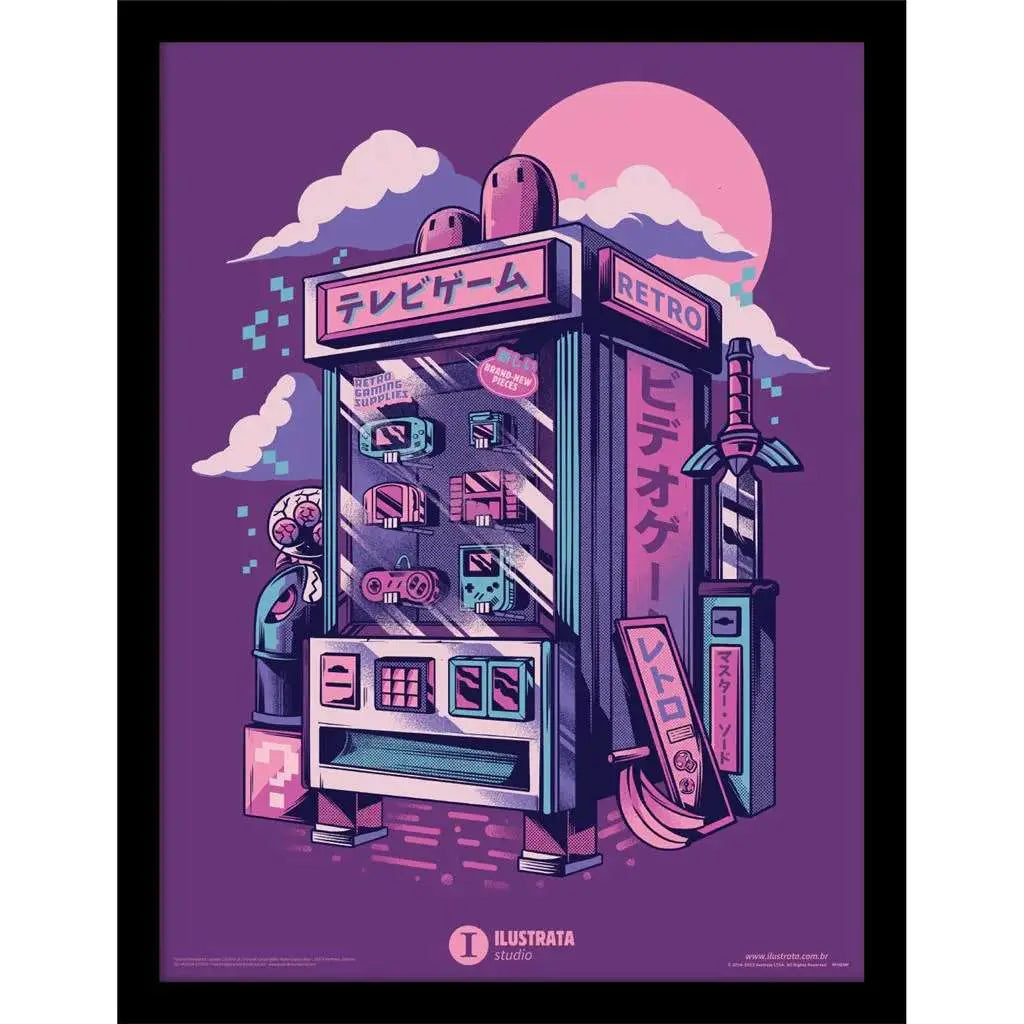 ILUSTRATA RETRO VENDING MACHINE COLLECTOR PRINT FRAMED PYRAMID INTERNATIONAL
