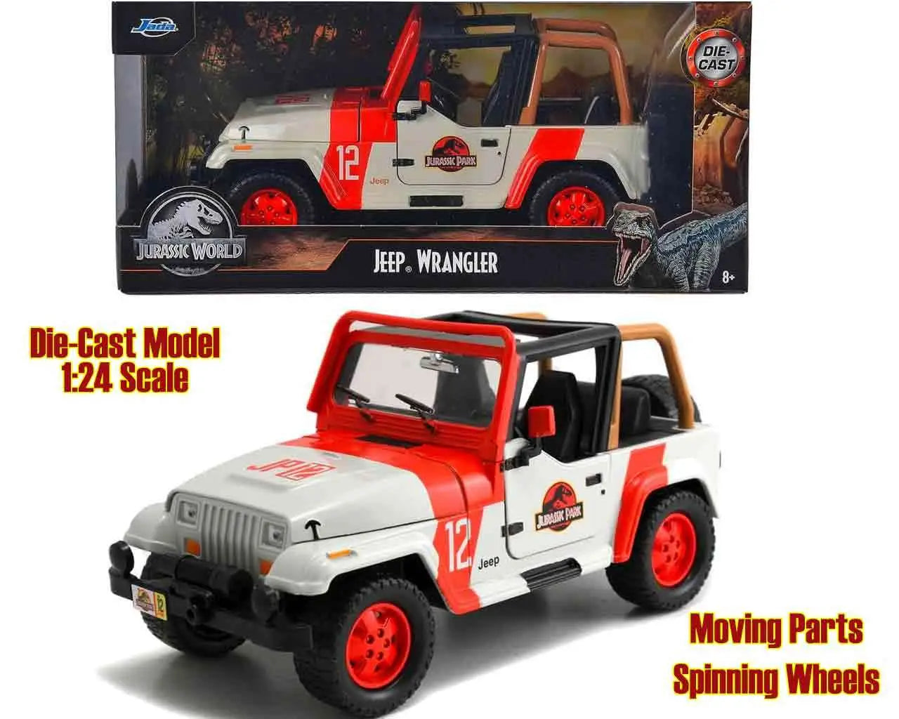 Jurassic Park 1992 Jeep Wrangler YJ Sahara 1 24 Die Cast Model Jada Toys