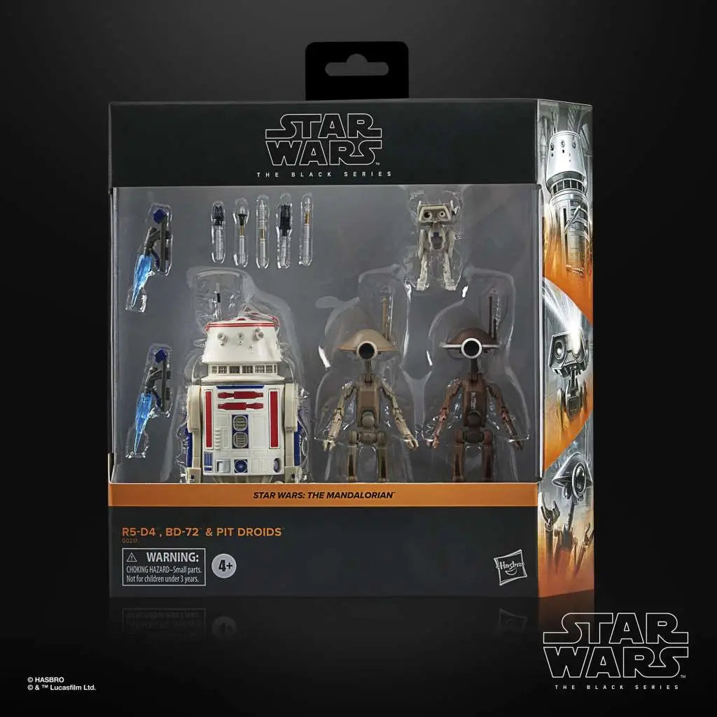 STAR WARS BLACK SERIES THE MANDALORIAN R5 D4 BD 72 AND PIT DROIDS ACTION FIGURE HASBRO