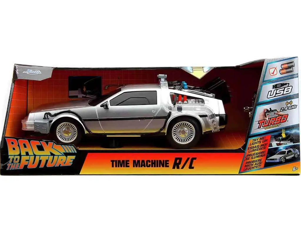 BACK TO THE FUTURE PART 1 1982 TIME MACHINE DELOREAN REMOTE CONTROL 1/16 DIE-CAST MODEL Jada Toys