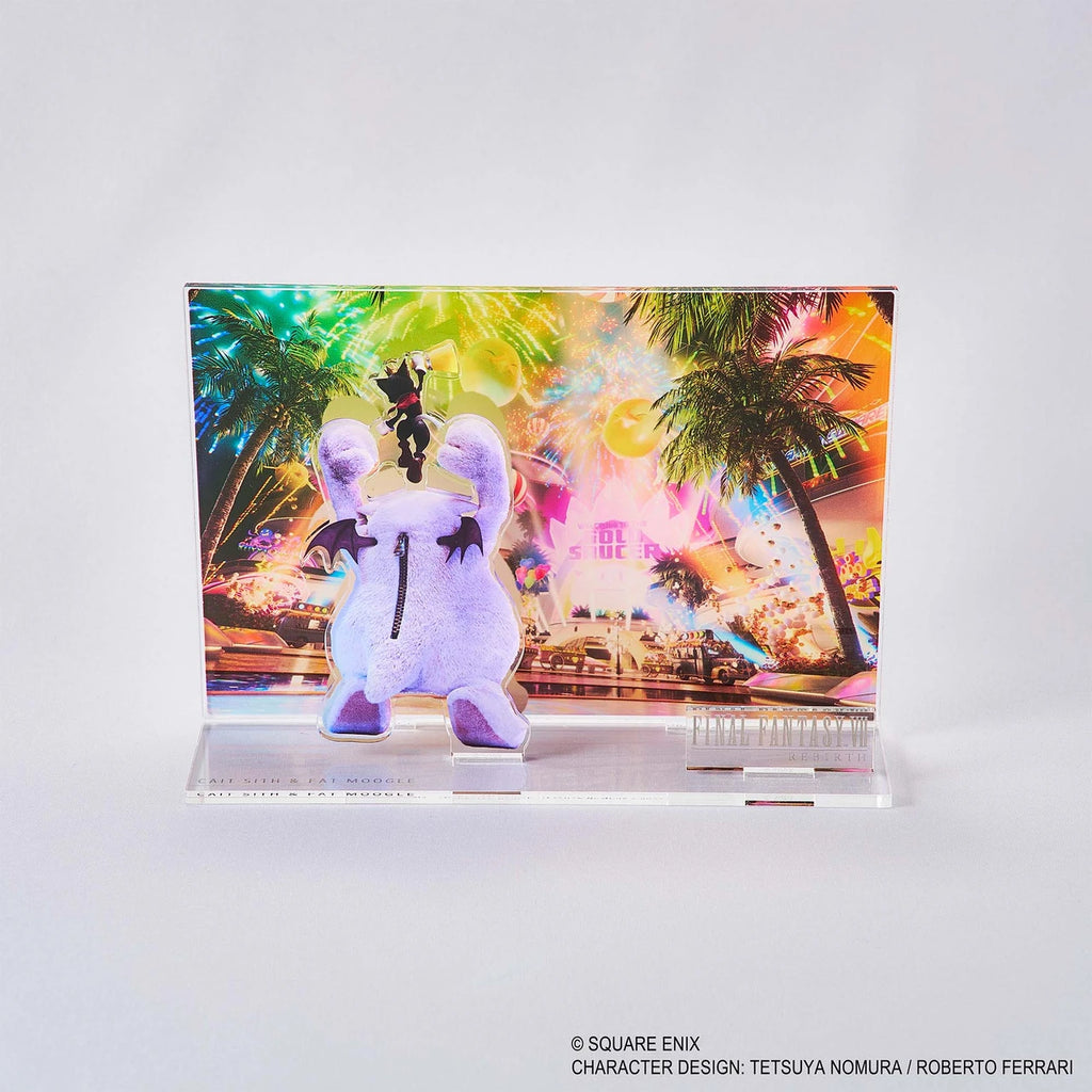 FINAL FANTASY VII REBIRTH Acrylic Diorama CAIT SITH & FAT MOOGLE Key Art