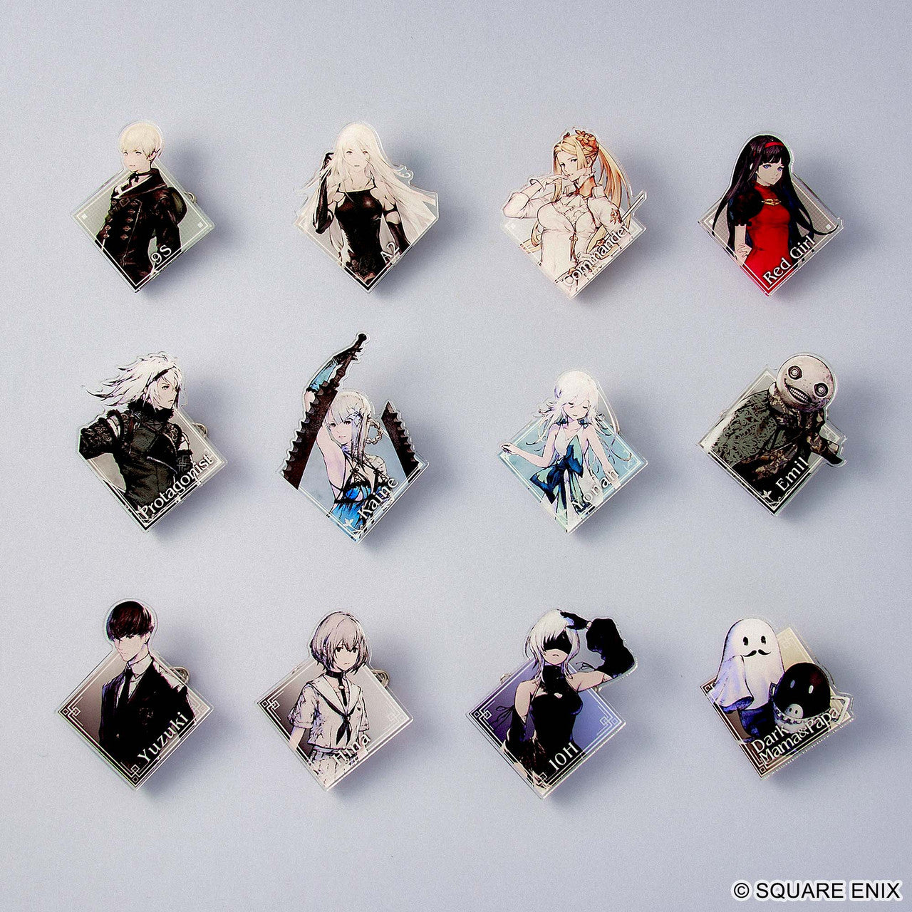 NieR Series Acrylic Pin Badge Collection Vol. 2 display