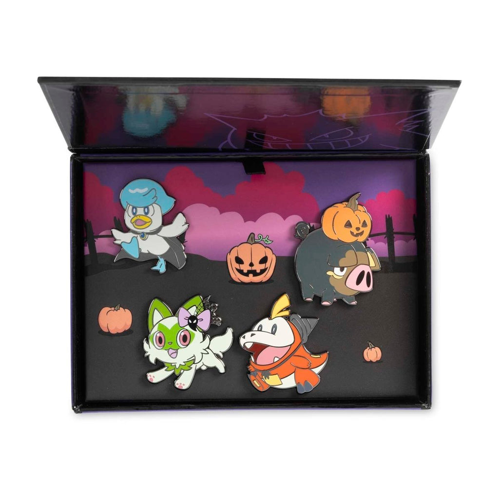 Sprigatito, Fuecoco, Quaxly & Lechonk Pokémon Halloween Pin Box Set (4-Pack)